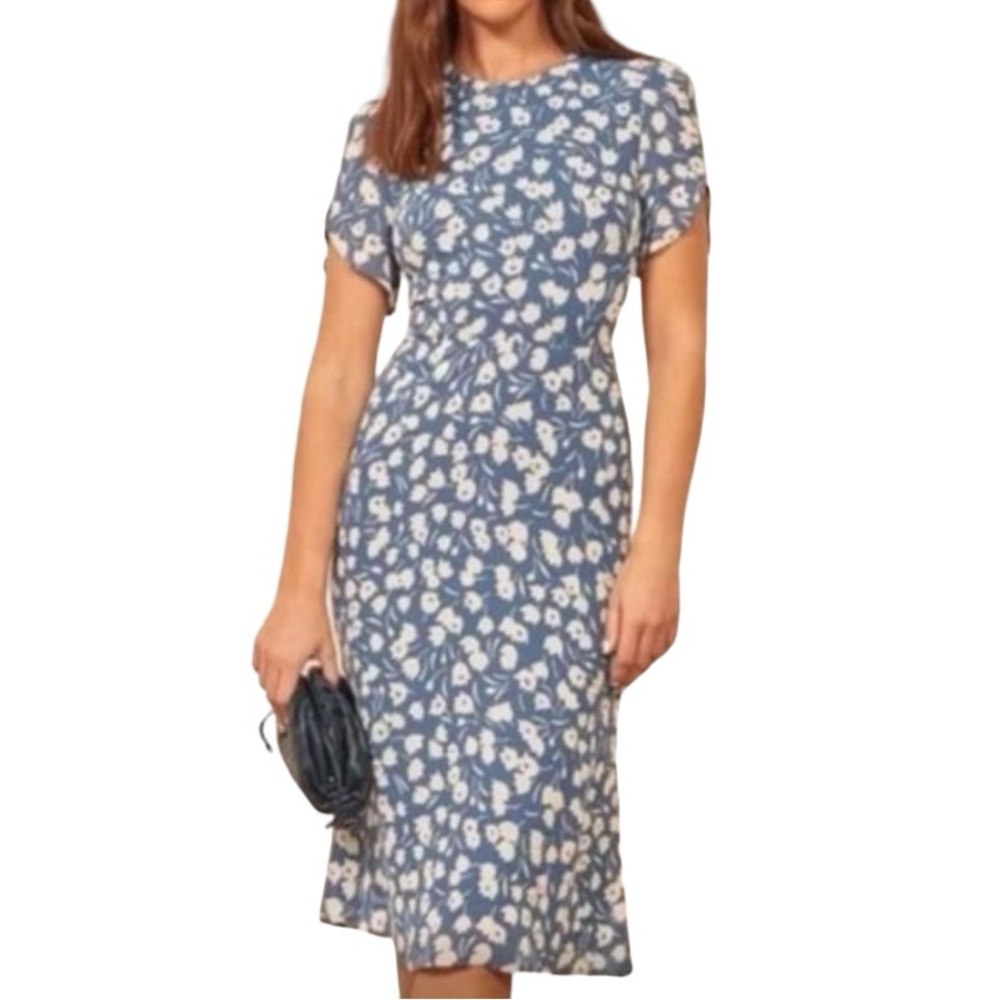 Reformation Blue Floral Midi Dress
